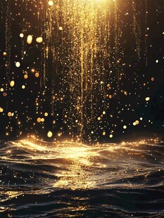 金色流光洒落神秘海洋