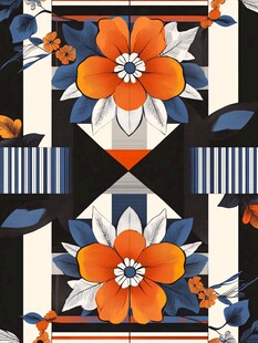 几何花卉图案精美装饰画