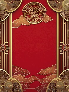 中式红金风传统装饰背景图