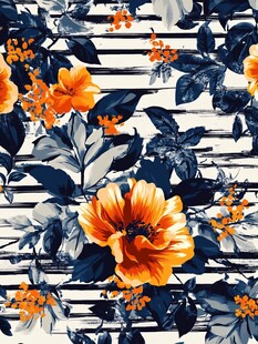 花卉条纹图案布料设计