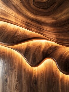 木质波浪形墙面艺术设计
