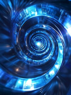 蓝色科技感螺旋隧道背景