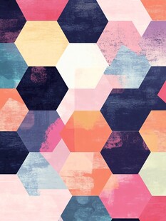 多彩六边形几何图案背景