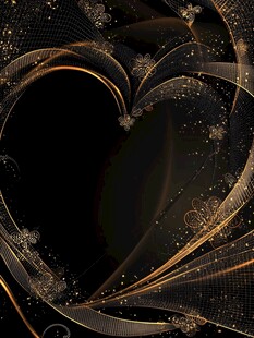 黑金心形梦幻线条背景图