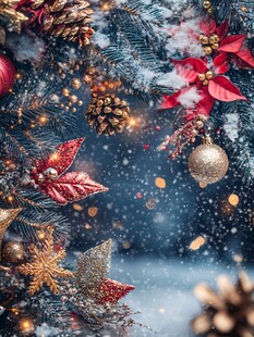 冬日圣诞装饰的梦幻景象