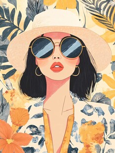 时尚度假风的墨镜美女