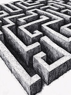 黑白迷宫图案的视觉呈现