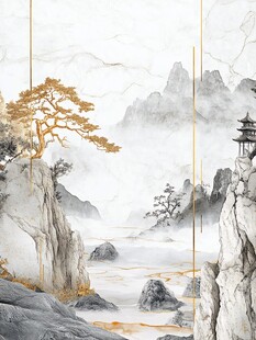 中式山水意境古风景观图