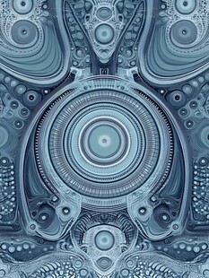 蓝色机械风对称抽象图案