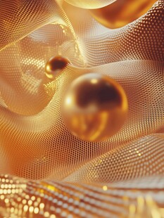 金色球体与网状材质纹理