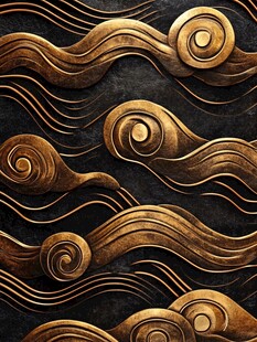 金色海浪浮雕纹理背景图
