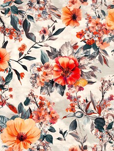 复古花卉图案精美印花