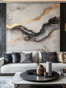 现代奢华风客厅艺术背景墙