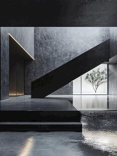 极简暗黑风室内空间景致