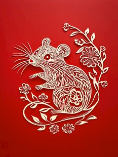 剪纸风鼠年图案装饰