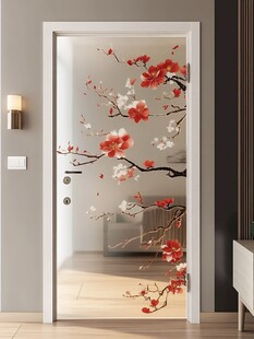 中式梅花图案玻璃门