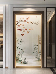 中式花鸟玻璃门设计