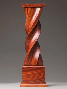 螺旋木雕立柱摆件