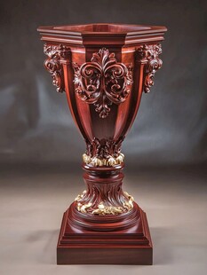 欧式雕花红木装饰花瓶