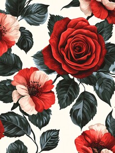 复古花卉图案 玫瑰与小花