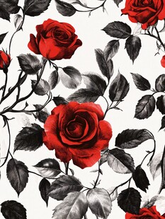 红黑玫瑰花卉图案背景
