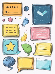 手绘风格社交媒体元素集合