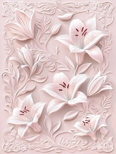立体浮雕百合花装饰图案