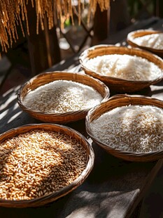 木碗盛谷物 尽显自然气息