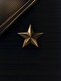 金色五角星与金属质感背景