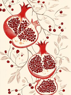 手绘石榴花卉图案设计