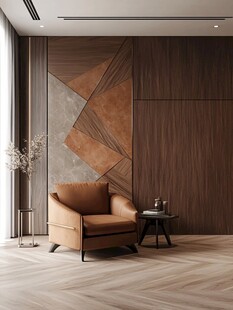 现代风客厅棕色单人椅一角