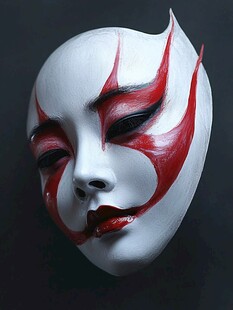 诡异红白面具艺术造型