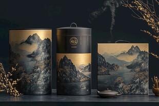 中式山水风茶叶包装展示