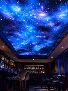 梦幻星空主题酒吧天花板