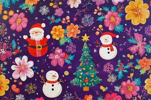 圣诞花卉图案 节日氛围浓