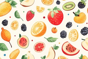 缤纷水果无缝图案背景