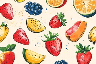缤纷水彩水果图案设计