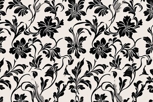 黑白花卉无缝图案纹理