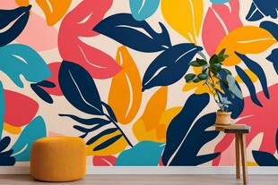 多彩花叶墙饰与室内小景