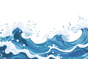 蓝色海浪插画