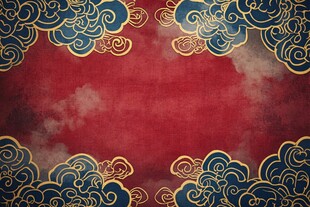 中式红底祥云复古背景图