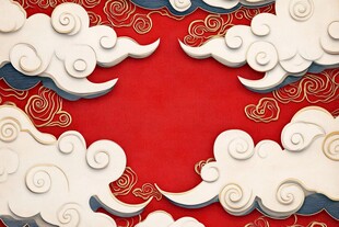 中式祥云红底背景图