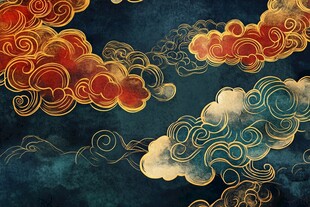 中式古典祥云图案背景