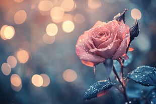 梦幻粉玫瑰与朦胧光斑