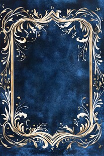 蓝底金色华丽装饰性边框