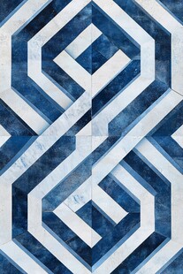 蓝白几何大理石拼接图案