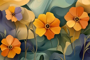 缤纷花朵的梦幻插画世界