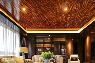 奢华木纹客厅天花板设计
