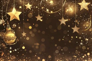 金色星星圣诞装饰背景图