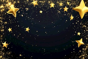 金色星星闪耀黑色背景